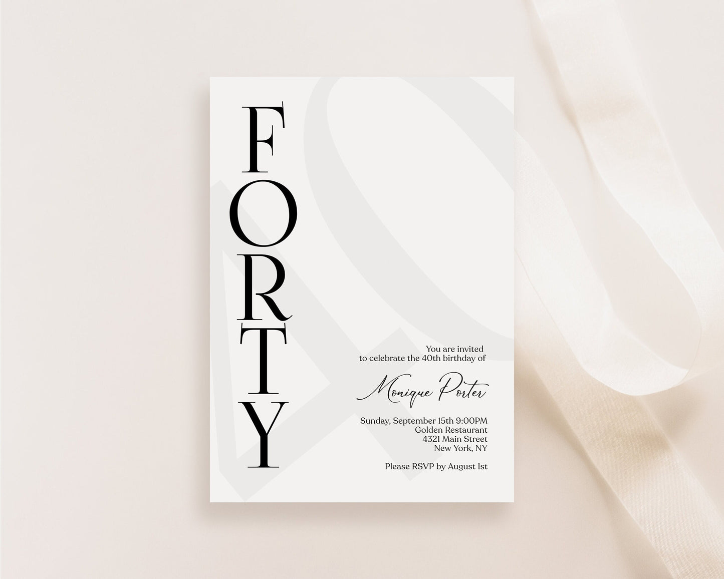 40th Birthday Invitation Template - Elegant & Editable | Instant Download