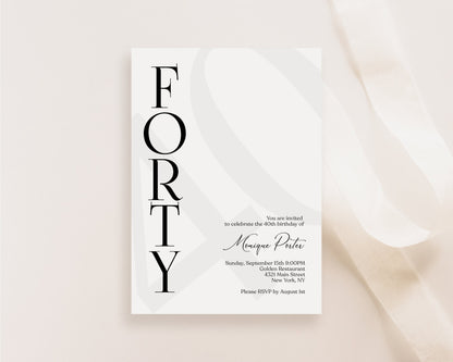40th Birthday Invitation Template - Elegant & Editable | Instant Download