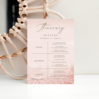 Luxury Itinerary Template | Editable Rose Gold Schedule | Instant Download