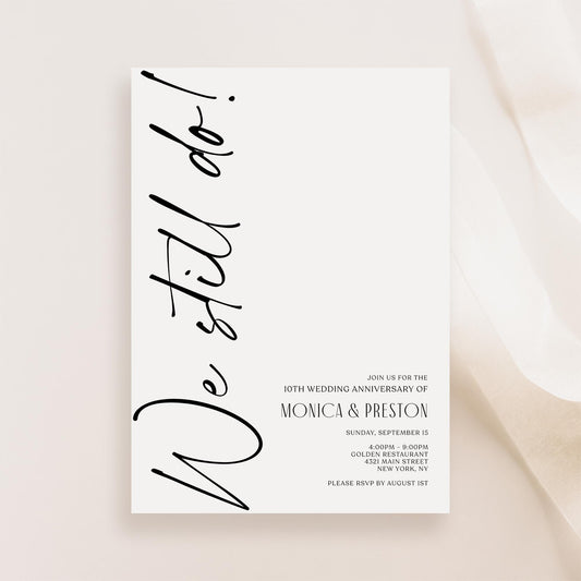 Anniversary Wedding Invitation Template - Editable & Minimalist