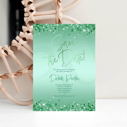 Mint Save the Date Birthday Invitation Template | Editable Any Age Party Invite | Printable Birthday Card | Text Message or Email | Instant Download