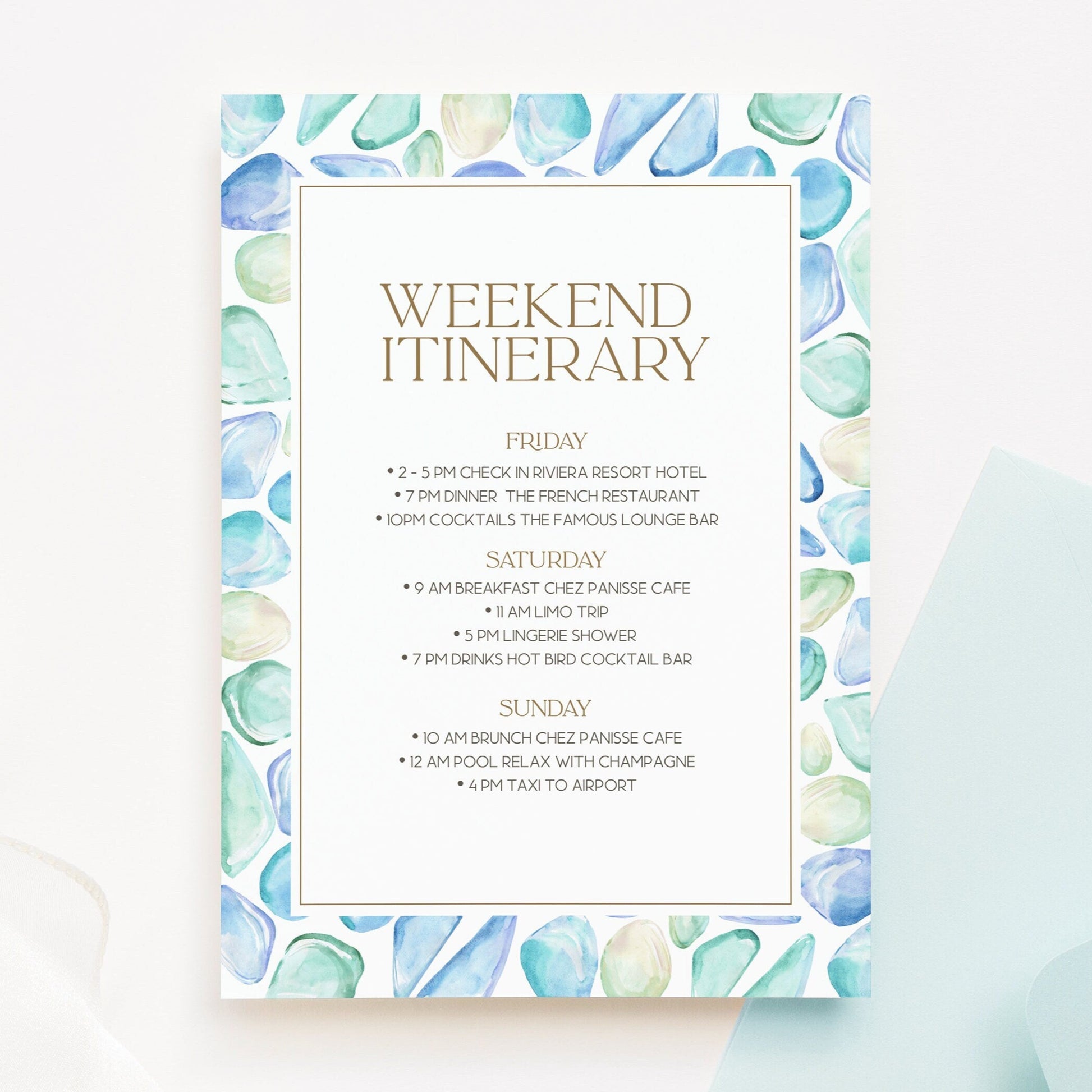 Wedding Itinerary Template - Summer Minimalist Design | Editable Download