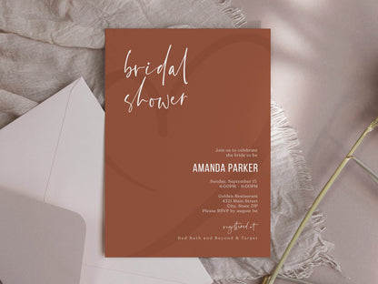 Desert Boho Bridal Shower Invitation Template – Editable Terracotta Wedding Shower Invite | Printable Boho Bridal Card | Instant Digital Download