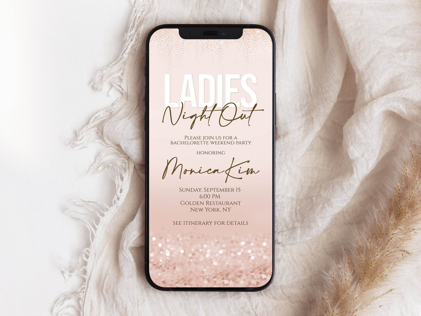 Digital Ladies Night Out Invitation Template, Editable Girls Party Evite, Electronic Bachelorette or Hens Night Invite, Instant Download