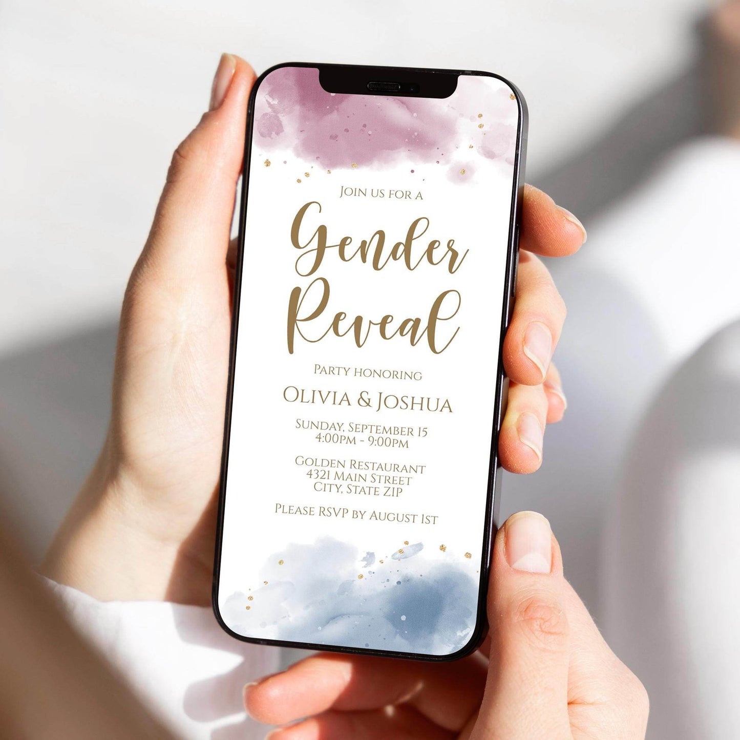 Gender Reveal Invite Digital Template, Boy Or Girl Party Invitation, Blue or Pink Gender Party, Electronic Gender Reveal Text Message Evite