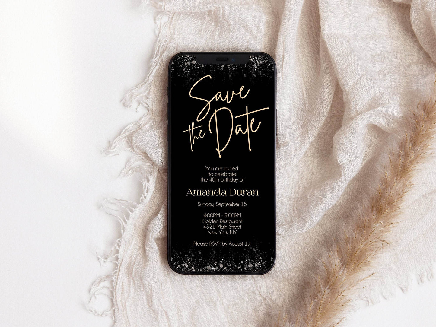 Electronic Save The Date, Electronic Invitation Template, Save The Date Ecard, Editable Template, Email Text Message, Digital Invite, Evite