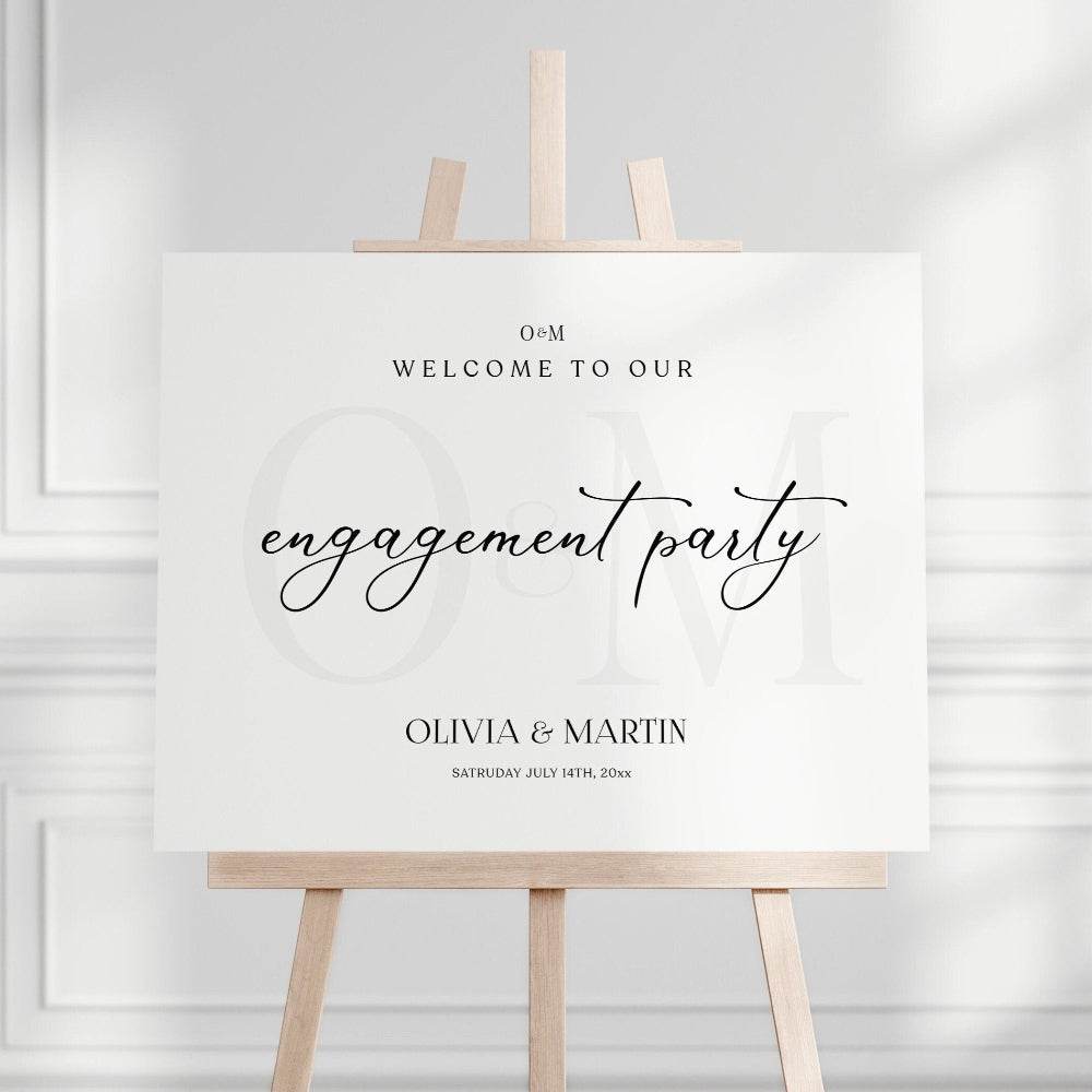 Printable Engagement Party Welcome Sign Template – Elegant Classy Engagement Party Sign | Simple Modern Editable Welcome Poster | Instant Download