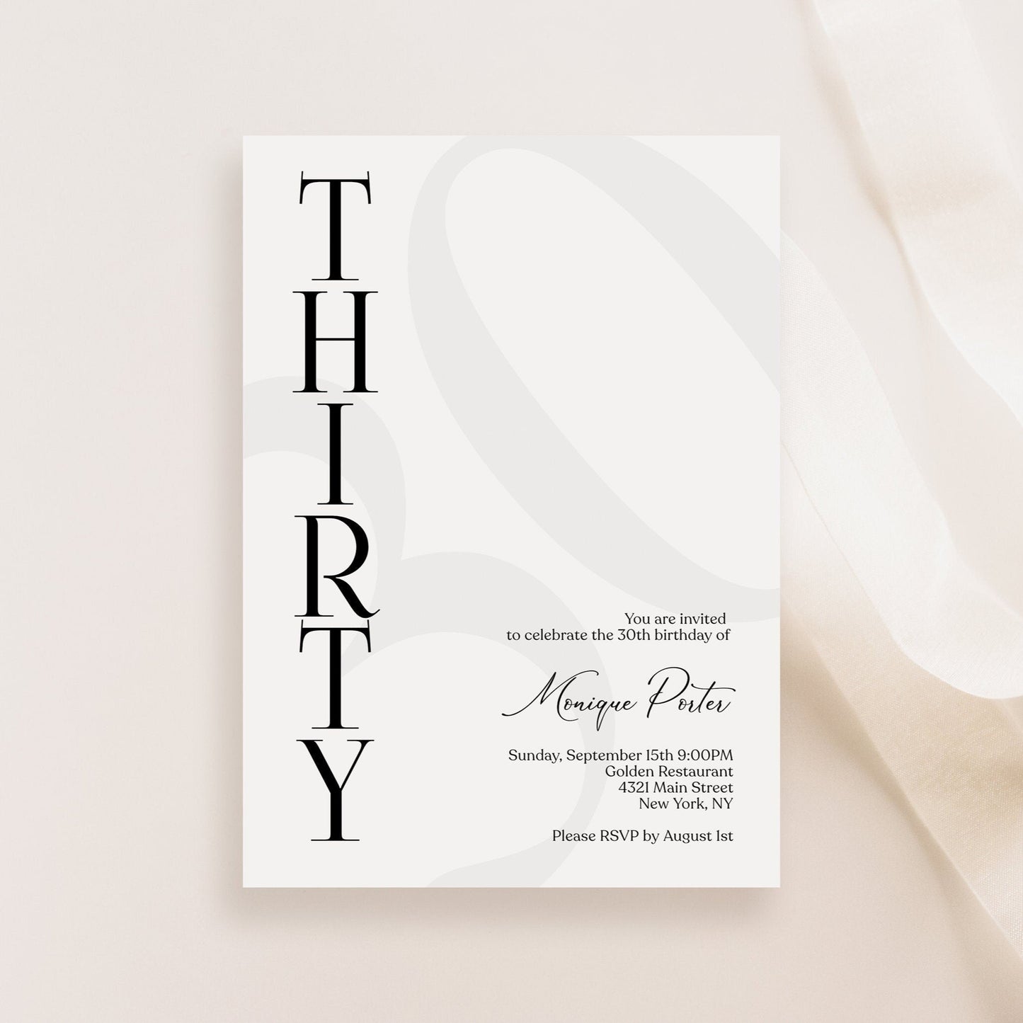 30th Birthday Invitation Template - Minimalist Design | Instant Download