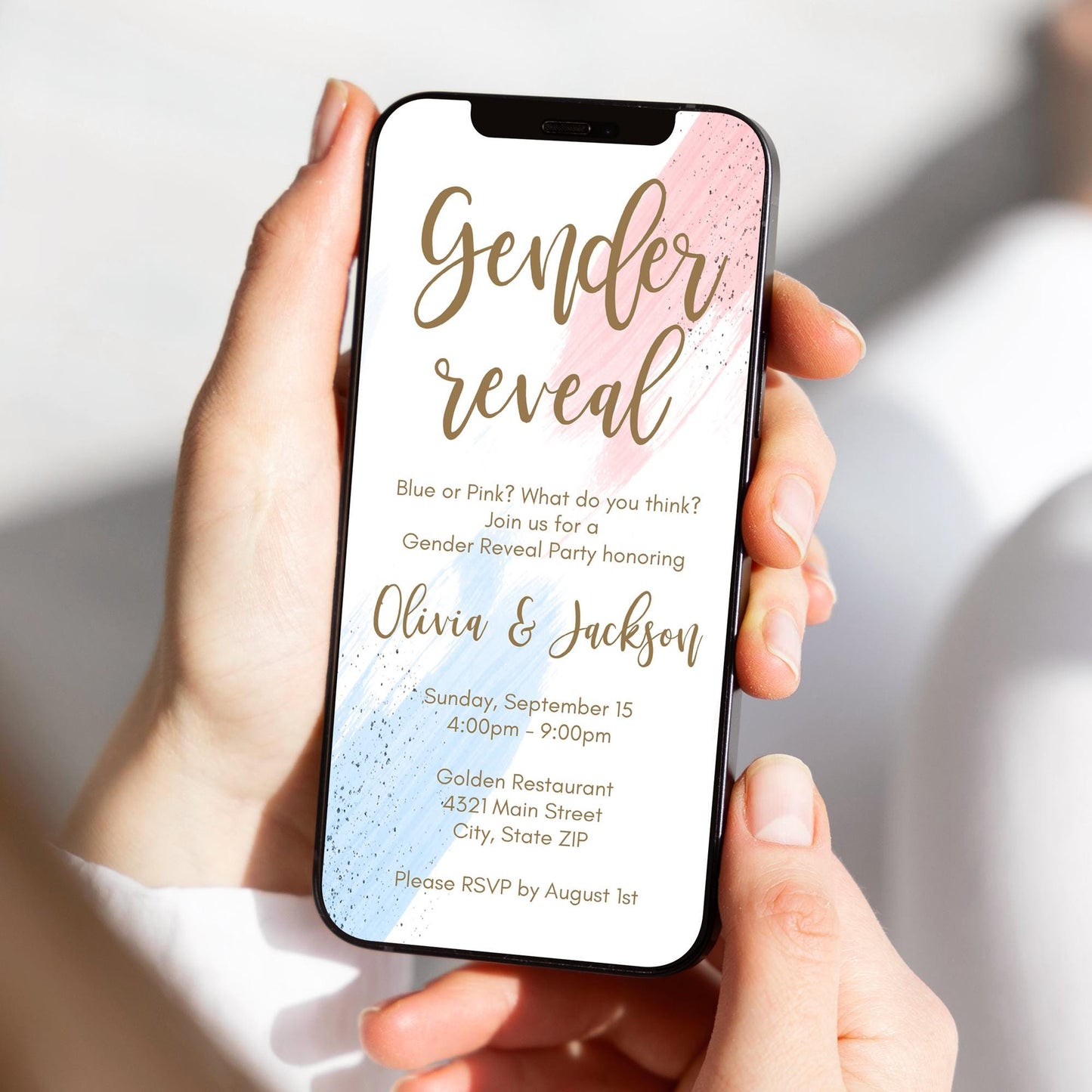 Gender Reveal Invite Digital Template, Boy Or Girl Party Invitation, Blue or Pink What do you think, Electronic Gender Reveal Invitation