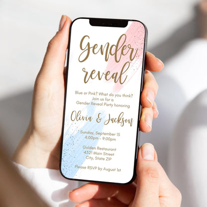 Gender Reveal Invite Digital Template, Boy Or Girl Party Invitation, Blue or Pink What do you think, Electronic Gender Reveal Invitation