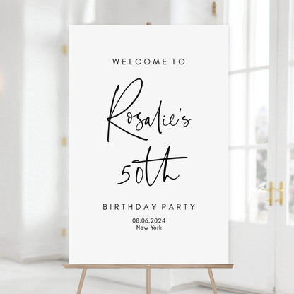 50th Birthday Welcome Sign Template – Editable Minimalist Poster – Printable Fifty Birthday Party Decor – Instant Download