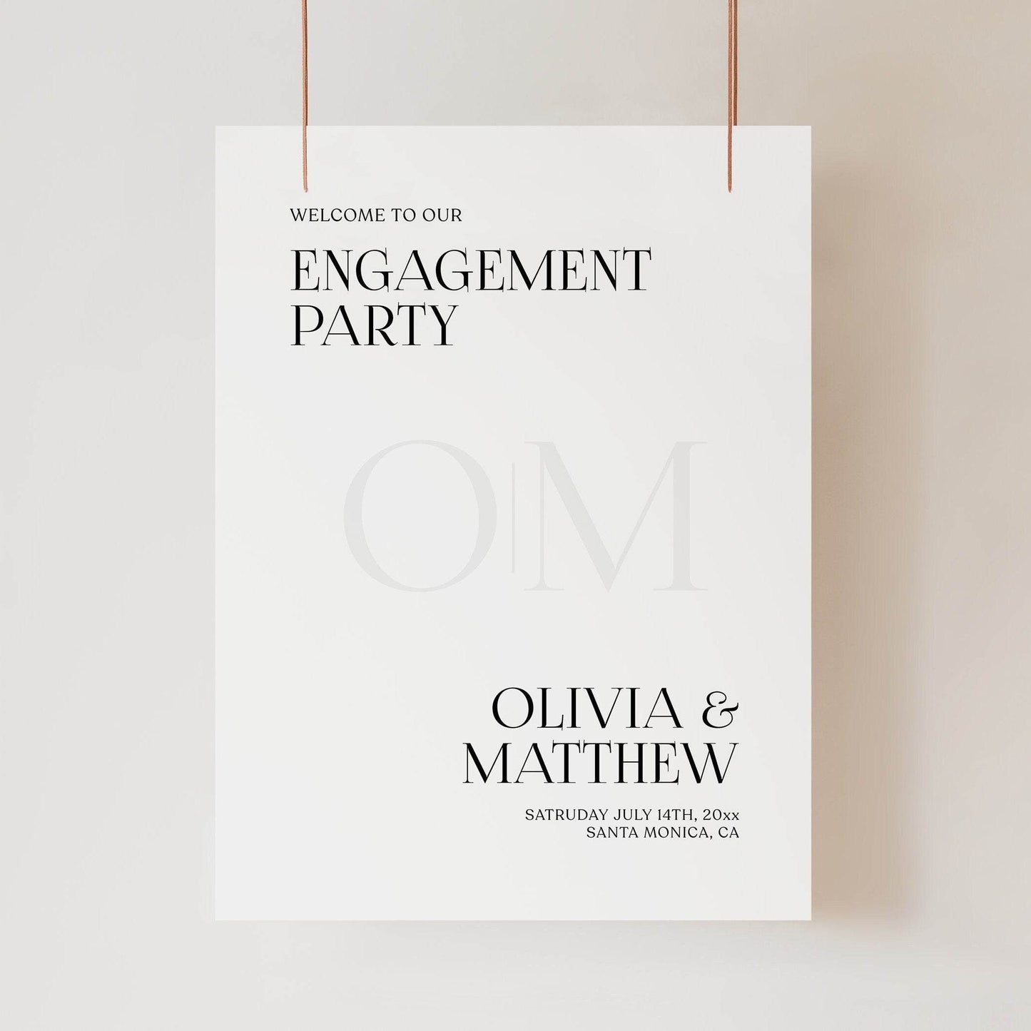 Engagement Party Welcome Sign Template – Editable Simple Engagement Welcome Poster | Printable Engagement Party Sign | Instant Download