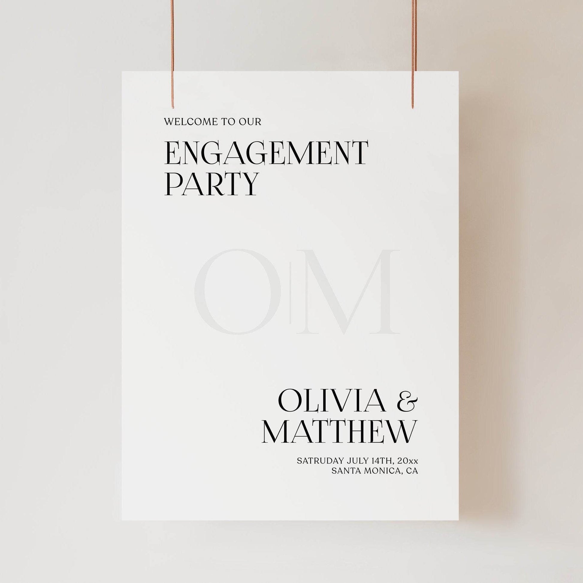 Engagement Party Welcome Sign Template – Editable Simple Engagement Welcome Poster | Printable Engagement Party Sign | Instant Download