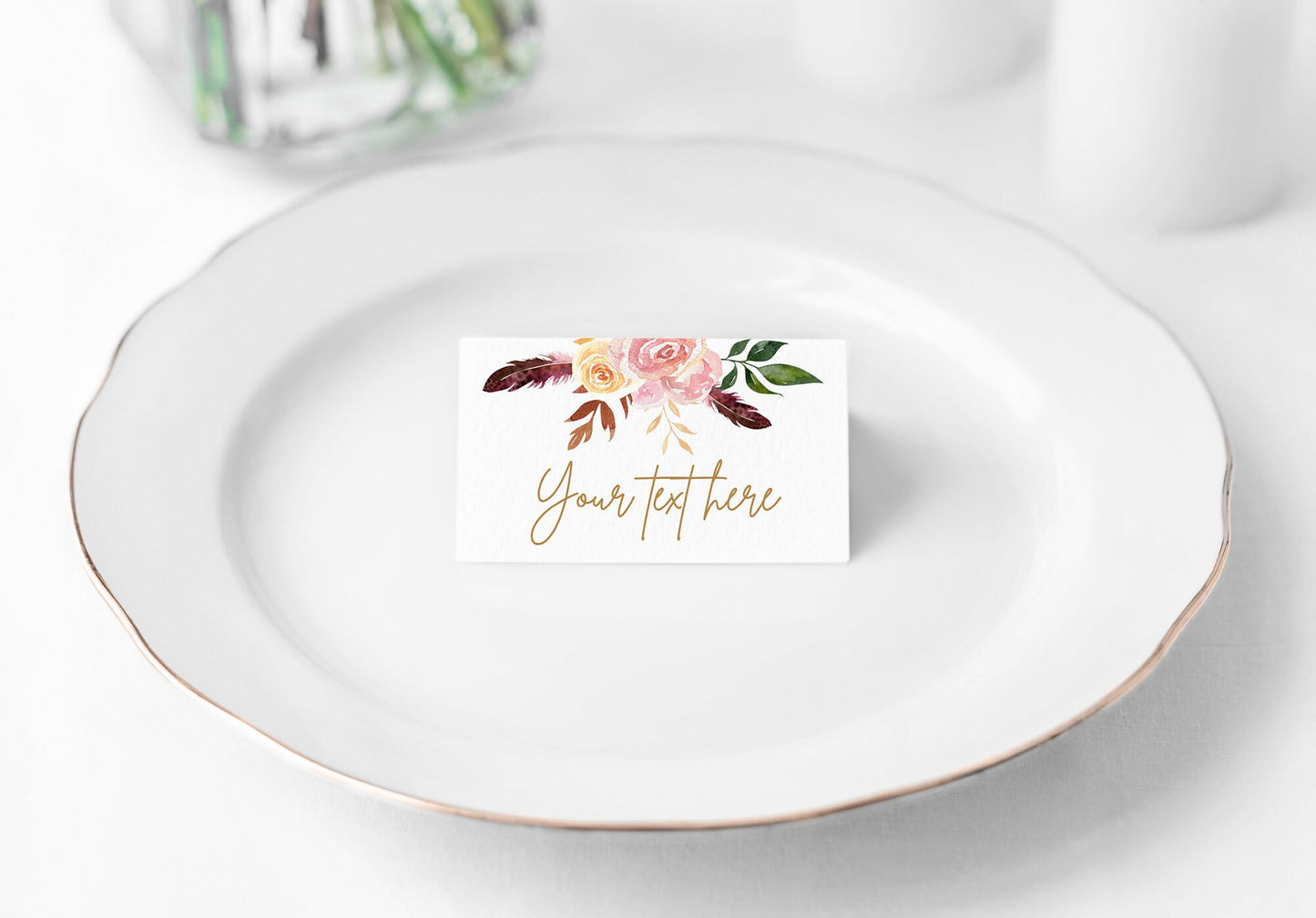Blush Food Labels Place Card Template, Editable Buffet Food Tent, Floral Tent Cards Printable, Floral Escort Cards, Instant Download DIY