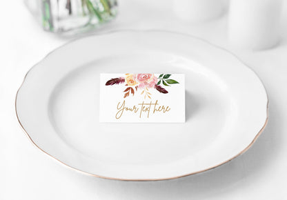 Blush Food Labels Place Card Template, Editable Buffet Food Tent, Floral Tent Cards Printable, Floral Escort Cards, Instant Download DIY
