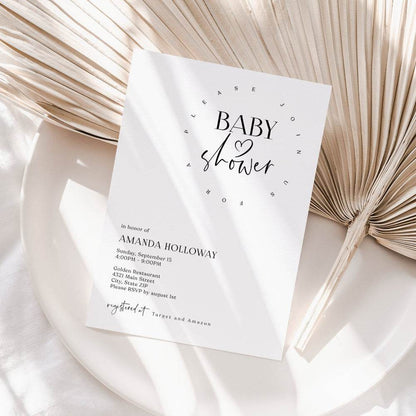 Minimalist Baby Shower Invitation Template – Simple Editable Baby Shower Evite | Printable Baby Shower Invite | Email or Text Message | Instant Download