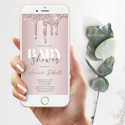 Electronic Baby Shower Invitation | Rose Gold Text Message Evite | Editable Digital Phone Invite | Mobile Baby Shower Template | Instant Download
