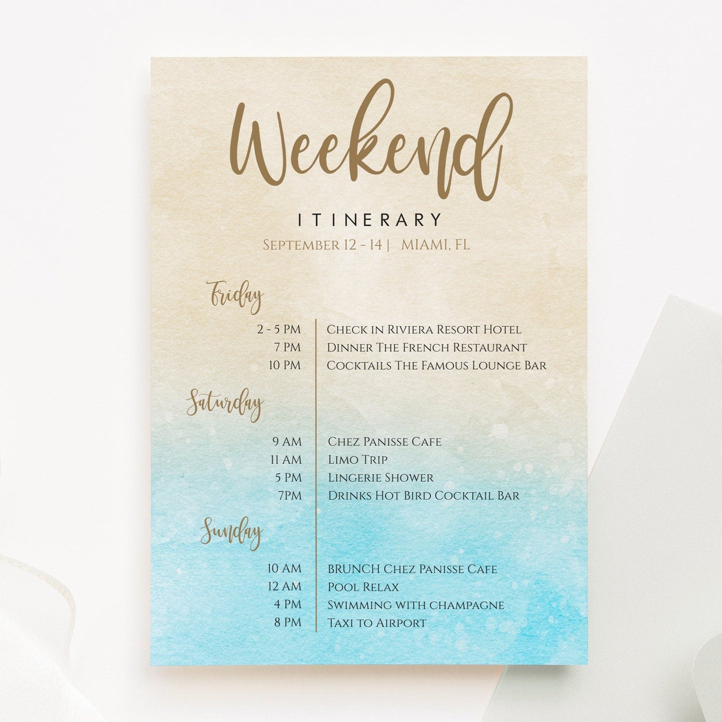 Printable Beach Bachelorette Weekend Invitation & Itinerary Template – Editable Hens Party Schedule – Coastal Bachelorette Invite – Instant Download
