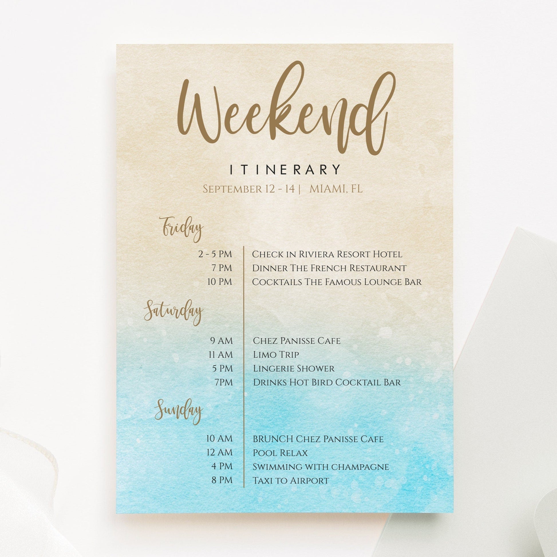 Printable Beach Bachelorette Weekend Invitation & Itinerary Template – Editable Hens Party Schedule – Coastal Bachelorette Invite – Instant Download