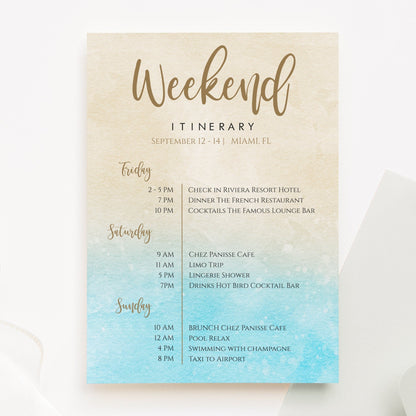 Printable Beach Bachelorette Weekend Invitation & Itinerary Template – Editable Hens Party Schedule – Coastal Bachelorette Invite – Instant Download