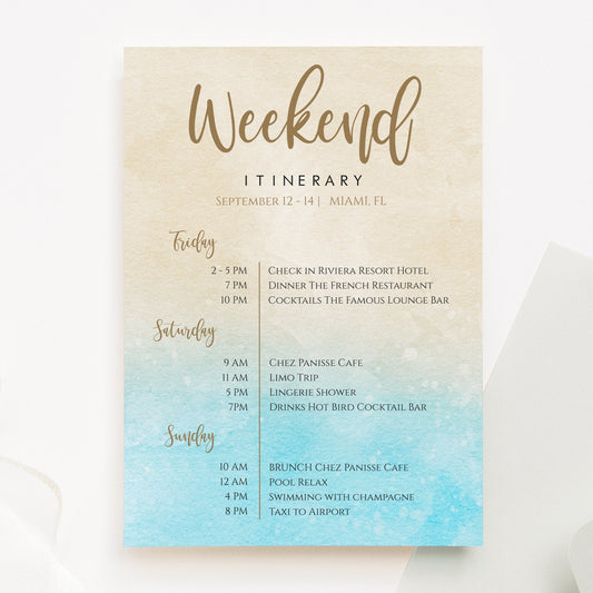 Printable Beach Bachelorette Weekend Invitation & Itinerary Template – Editable Hens Party Schedule – Coastal Bachelorette Invite – Instant Download