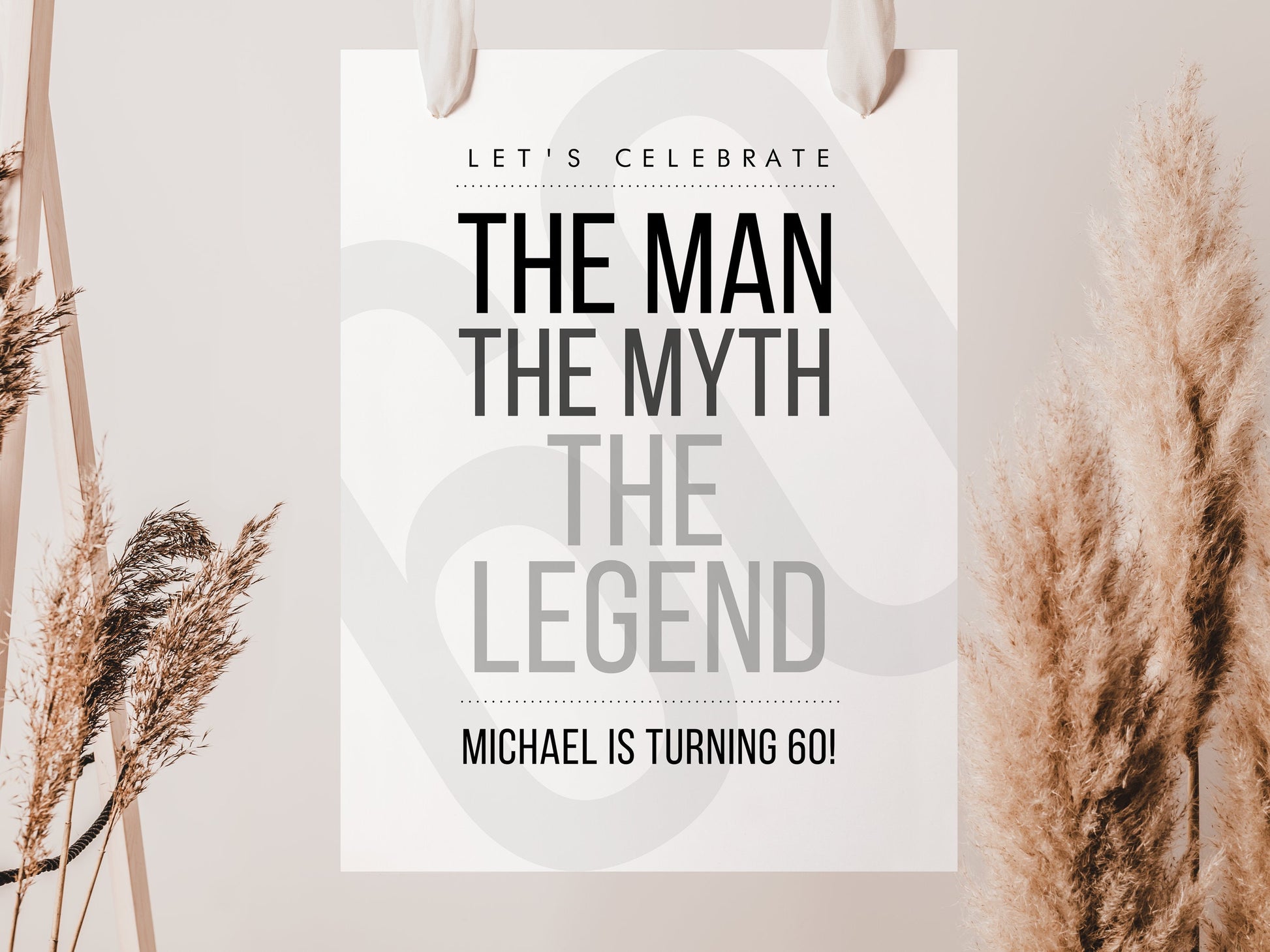 60th Birthday Welcome Sign Template | The Man The Myth The Legend | Printable & Editable Banner | Minimalist Any Age Party Decor | Instant Download