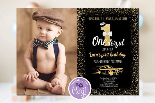 Mr Onederful First Birthday Invitation Template - Instant Download