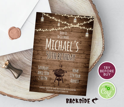 Editable BBQ Birthday Invitation | Barbecue Party Invite | Birthday BBQ Printable Template | Instant Download | Summer Cookout Birthday Party