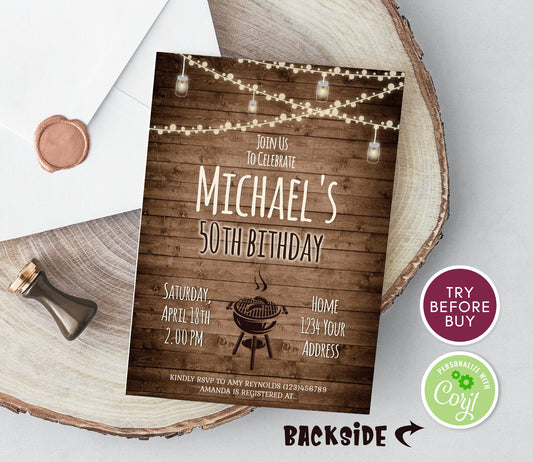 Editable BBQ Birthday Invitation | Barbecue Party Invite | Birthday BBQ Printable Template | Instant Download | Summer Cookout Birthday Party