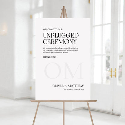 Unplugged Ceremony Welcome Sign Template – Editable Modern & Classic Wedding Poster | Printable Unplugged Wedding Sign | Instant Download