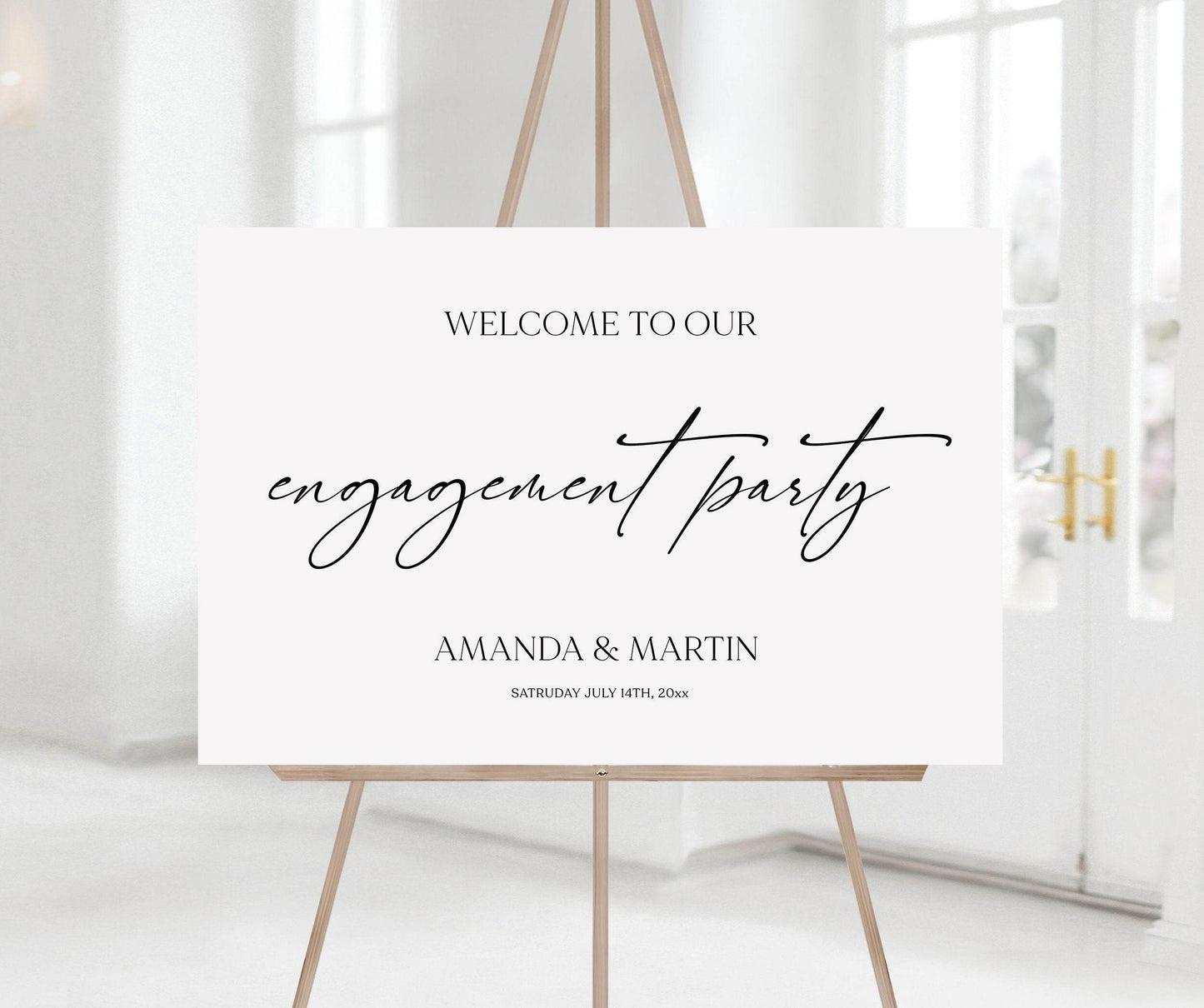Printable Engagement Party Welcome Sign Template – Elegant Classy Engagement Welcome Sign | Simple Modern Editable Party Sign | Instant Download