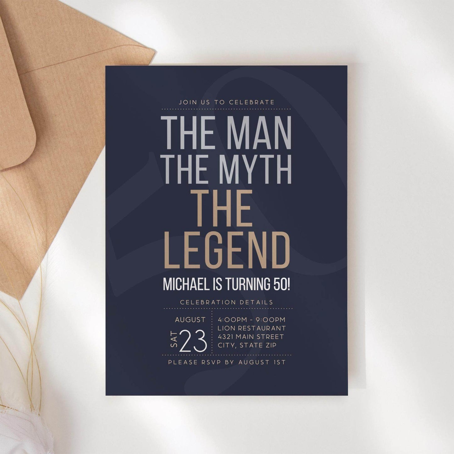 The Man The Myth The Legend Birthday Invitation Template, Editable Mens 30th 40th 50th 60th Party Invite, Digital Download Any Age
