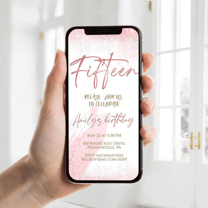 15th Birthday Digital Invitation | Editable Text Invite | Instant Download