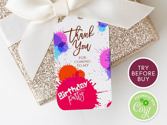 Art Paint Party Favor Tags | Printable Editable Birthday Thank You Tags | Painting Party Bag Tags | Digital Art Party Favor Label | Instant Download
