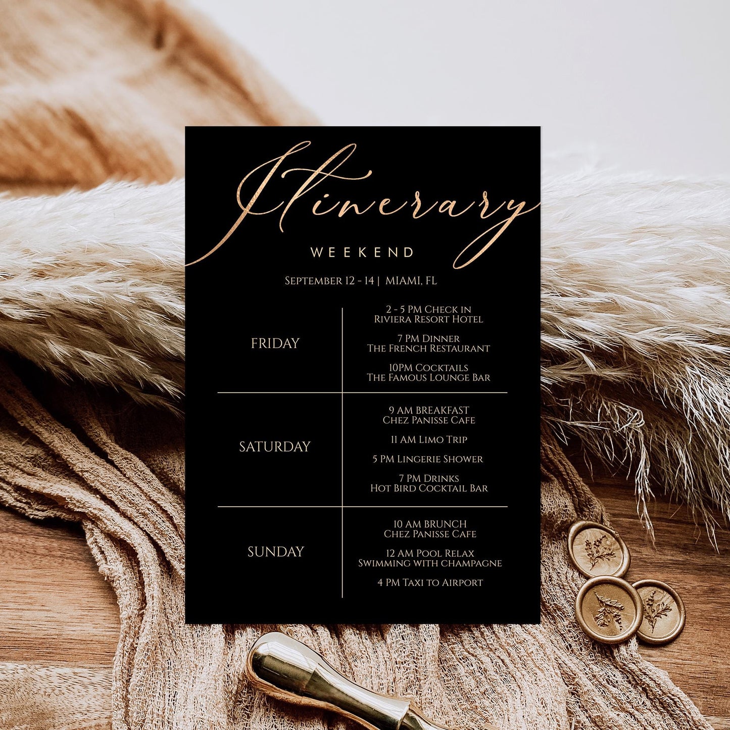 Printable Itinerary Template | Editable Weekend Itinerary for Events - MagicalEventCo