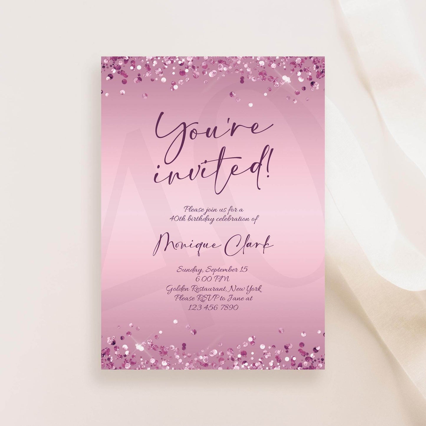 Editable You Are Invited Purple Birthday Invitation Template, Printable Birthday Party Invite, Any Age You're Invited Card, Email Text Message, Instant Download