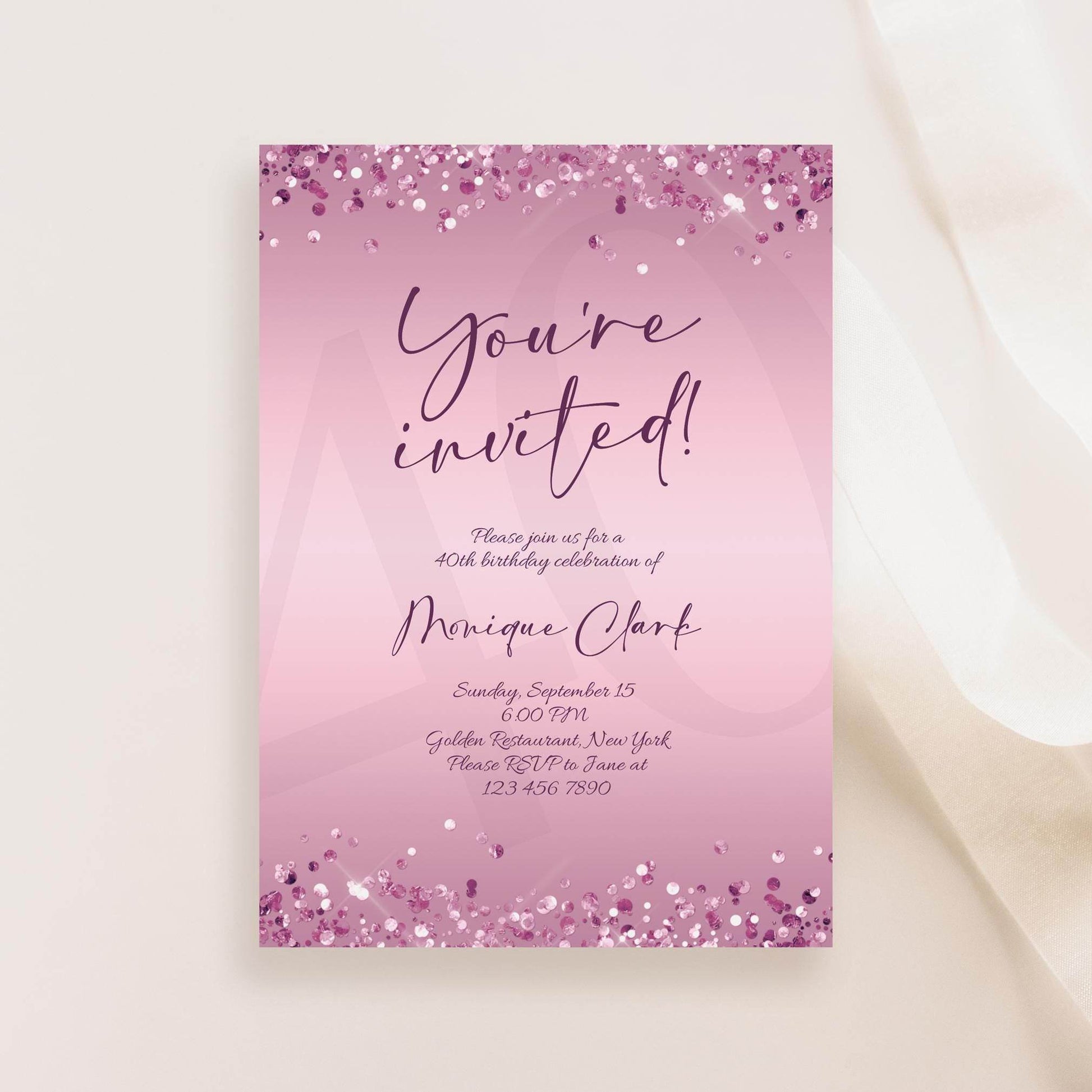 Editable You Are Invited Purple Birthday Invitation Template, Printable Birthday Party Invite, Any Age You're Invited Card, Email Text Message, Instant Download