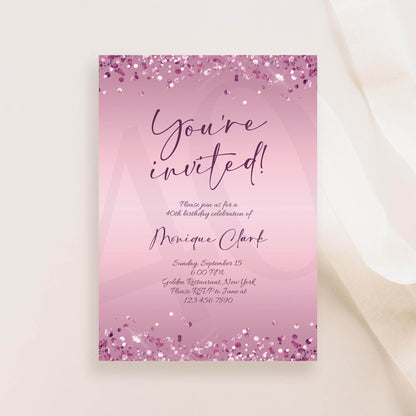 Editable You Are Invited Purple Birthday Invitation Template, Printable Birthday Party Invite, Any Age You're Invited Card, Email Text Message, Instant Download