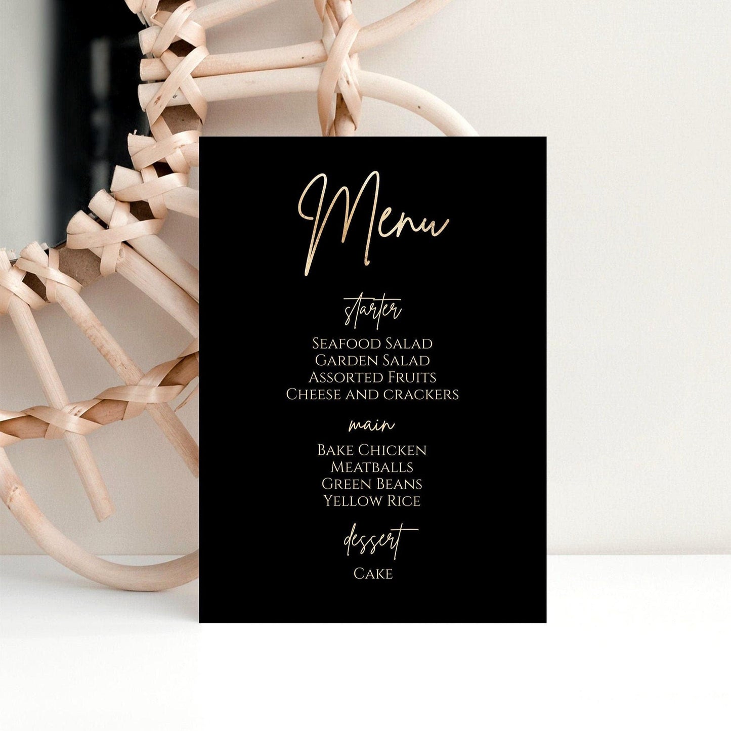Printable Black Gold Foil Menu, Editable Gold Birthday Menu, Wedding Menu Template, Printable Menu, Black Wedding Menu, Instant Download DIY