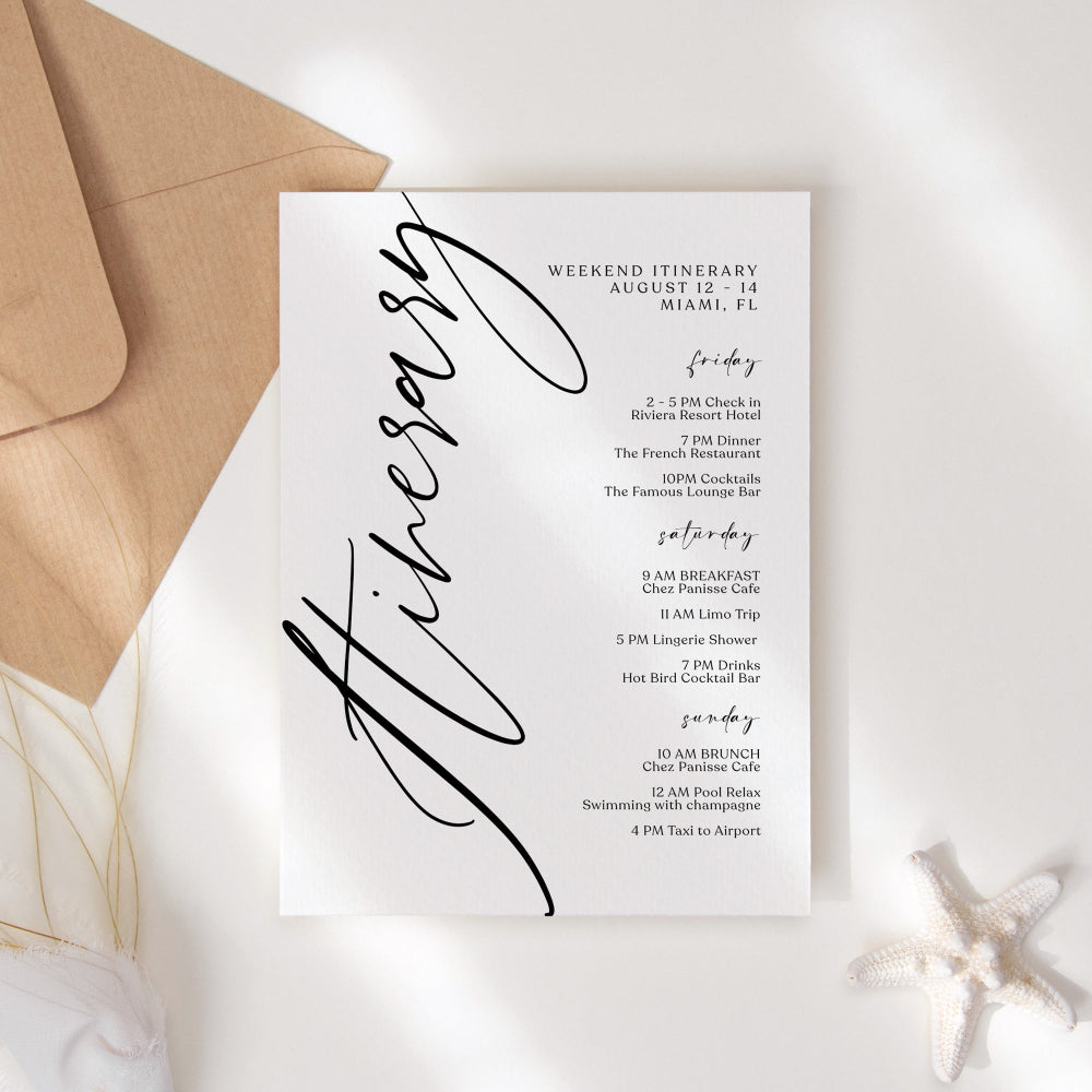 Simple Weekend Itinerary Template | Editable Bachelorette & Hen Party Itinerary | Minimalist Birthday Weekend Schedule | Printable Instant Download