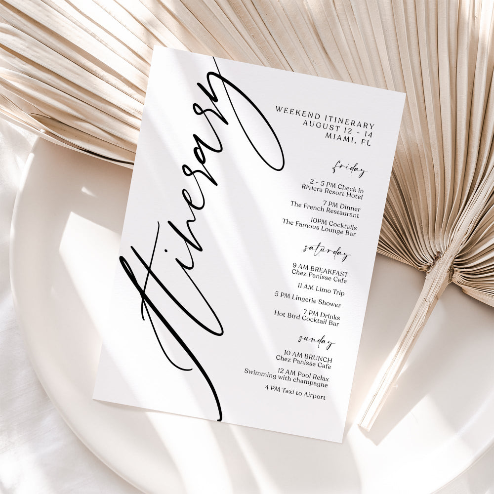 Simple Weekend Itinerary Template | Editable Bachelorette & Hen Party Itinerary | Minimalist Birthday Weekend Schedule | Printable Instant Download