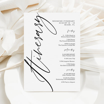 Simple Weekend Itinerary Template | Editable Bachelorette & Hen Party Itinerary | Minimalist Birthday Weekend Schedule | Printable Instant Download