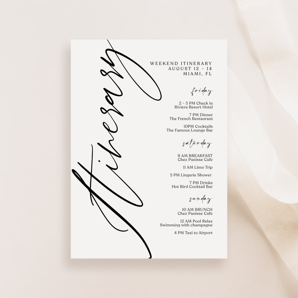 Simple Weekend Itinerary Template | Editable Bachelorette & Hen Party Itinerary | Minimalist Birthday Weekend Schedule | Printable Instant Download
