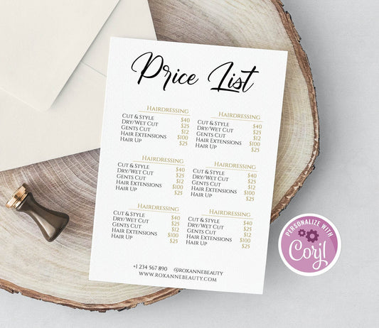 Editable Price List Template – Business Pricing Guide | DIY Printable Pricing Sheet with Multiple Columns | Instant Download
