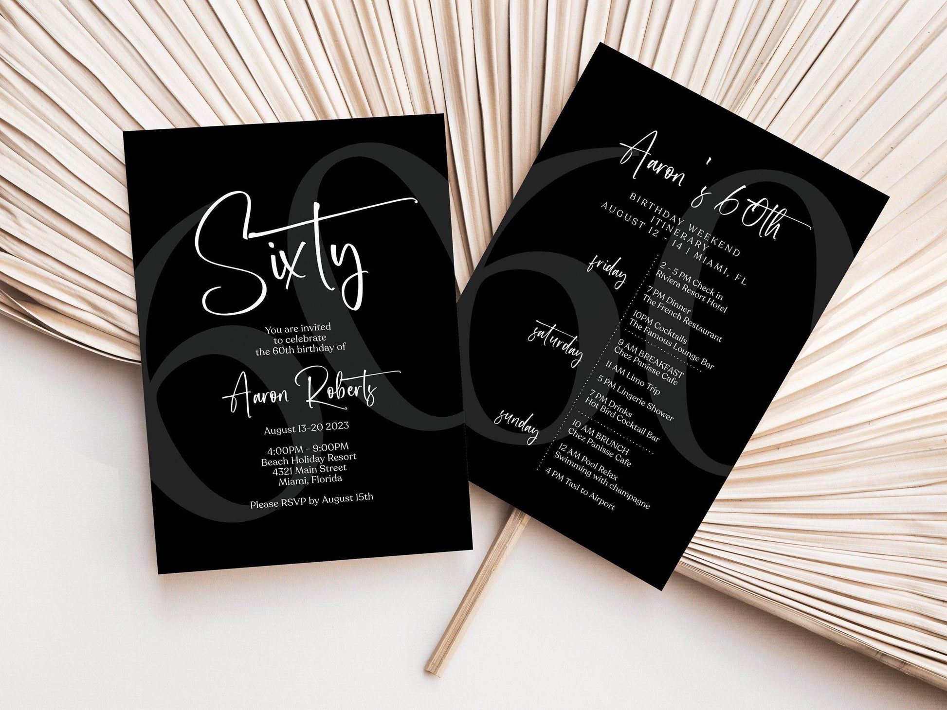60th Birthday Weekend Itinerary Template - Editable Schedule - Printable Weekend Invitation - Instant Download