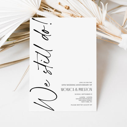 Anniversary Wedding Invitation Template - Editable & Minimalist