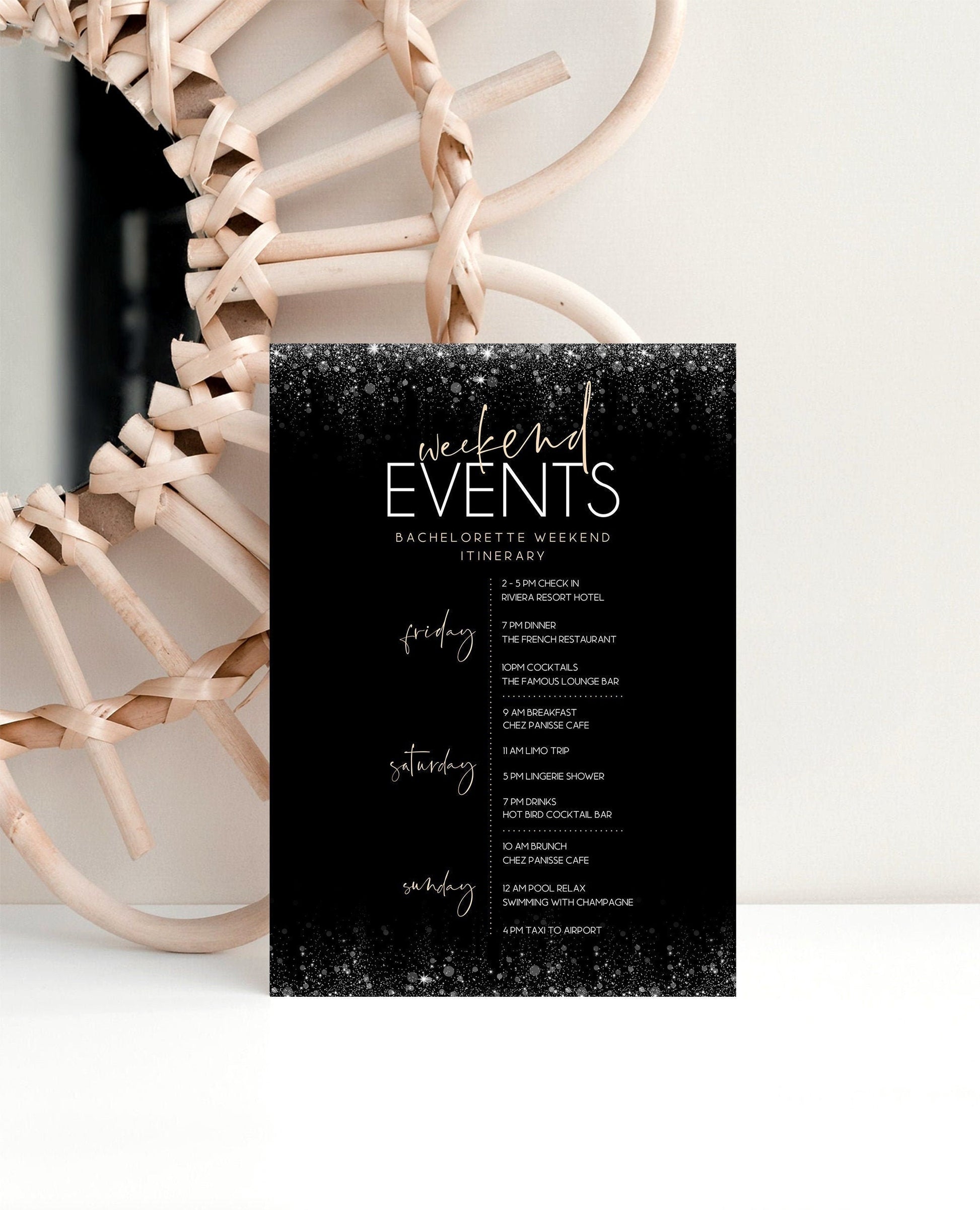 Printable Hens Weekend Itinerary | Editable Template for Bachelorette & Birthday Weekends