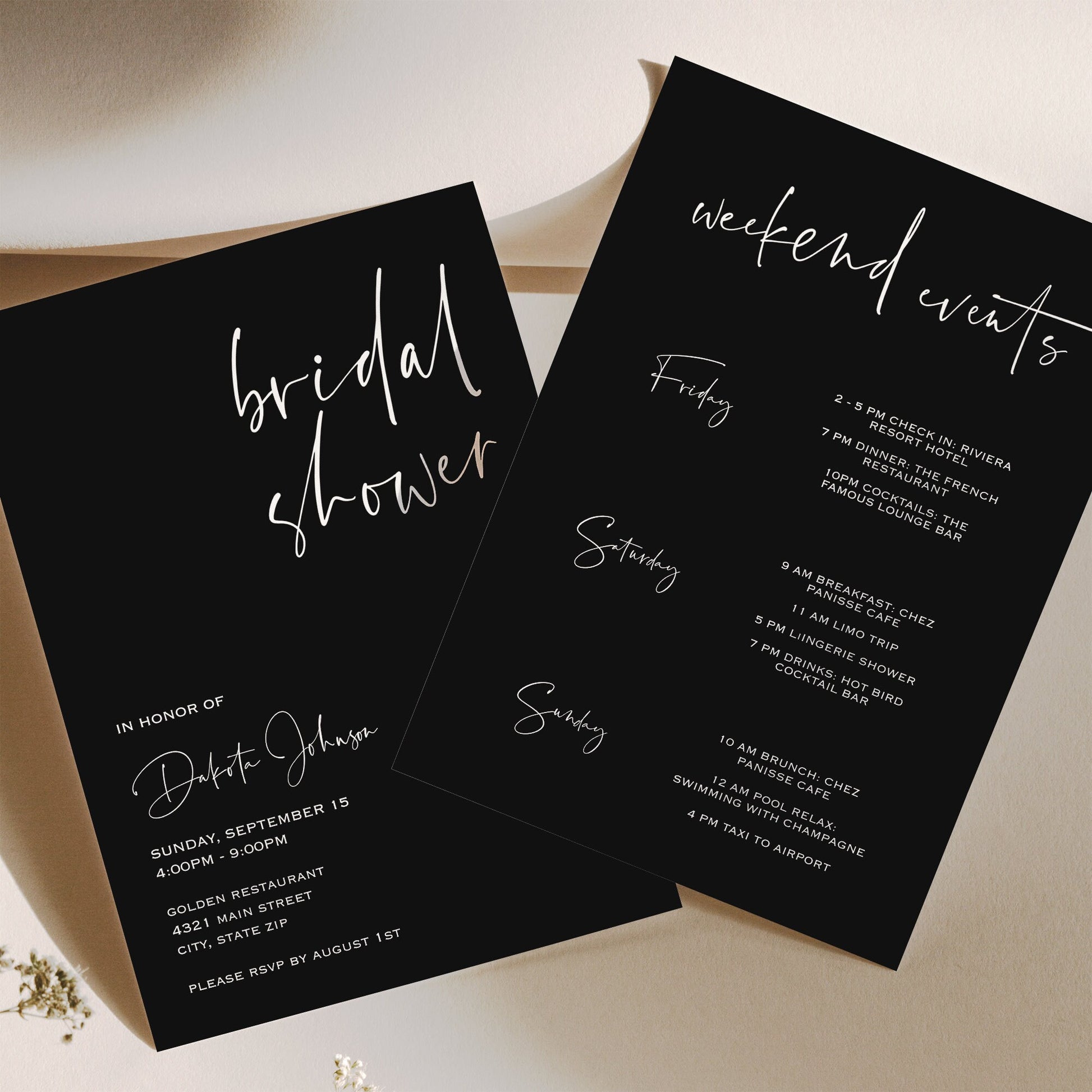 Minimalist Black Bridal Shower Invitation, Editable Bridal Shower Invite, Simple Modern Bridal Shower Invite, Printable Template, Digital