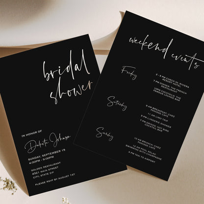 Minimalist Black Bridal Shower Invitation, Editable Bridal Shower Invite, Simple Modern Bridal Shower Invite, Printable Template, Digital