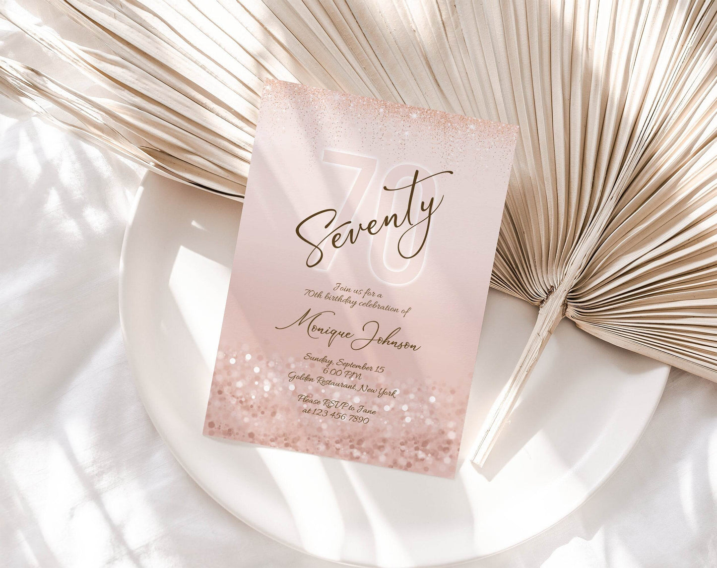 70th Birthday Invitation Template | Editable Seventy and Fabulous Digital Invite | Ladies Surprise Dinner Party Evite | Printable Instant Download